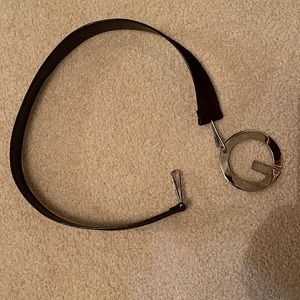 Authentic Gucci belt brown suede/leather w Silver